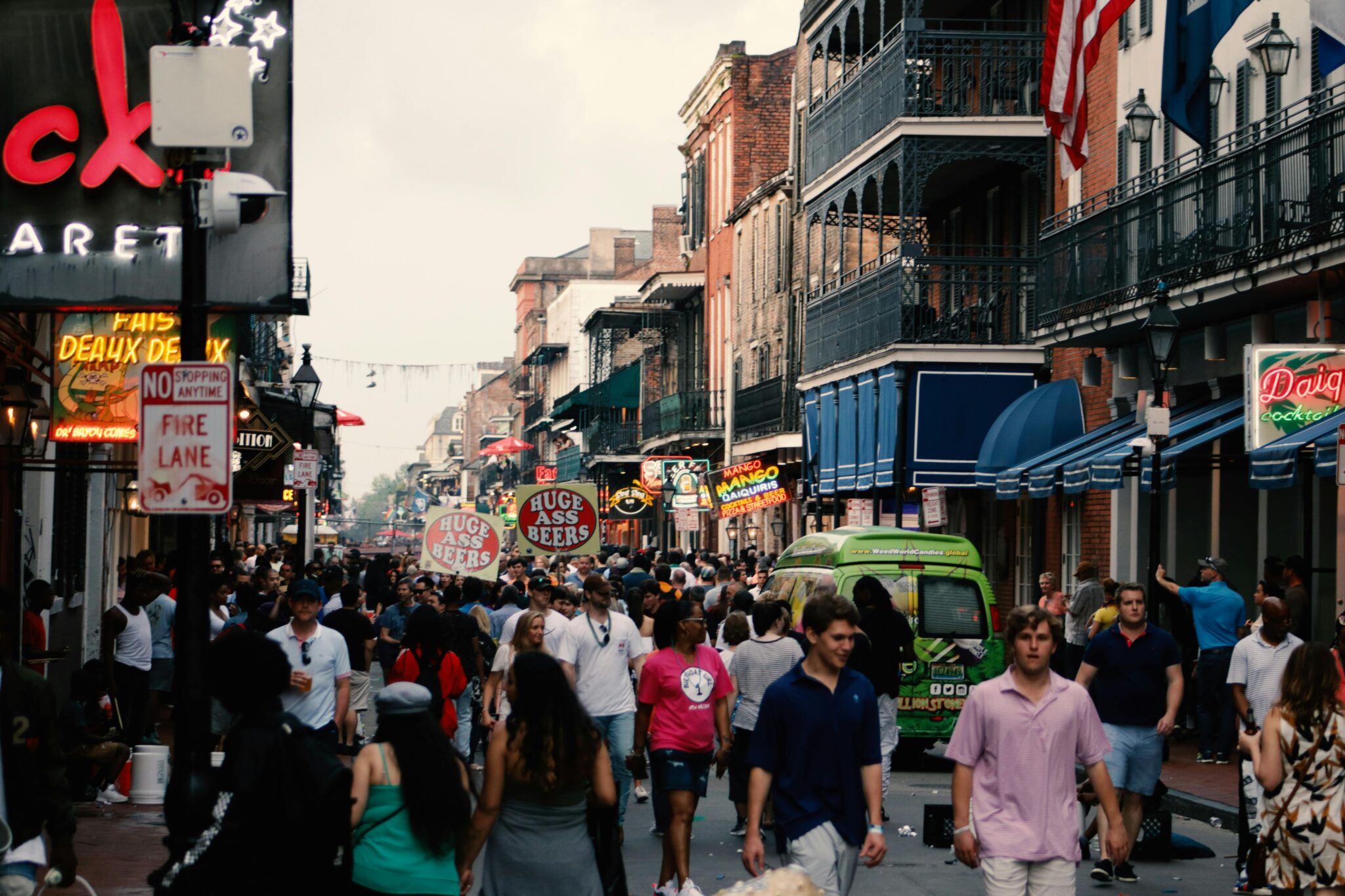 New Orleans tourists on Bourbon Street