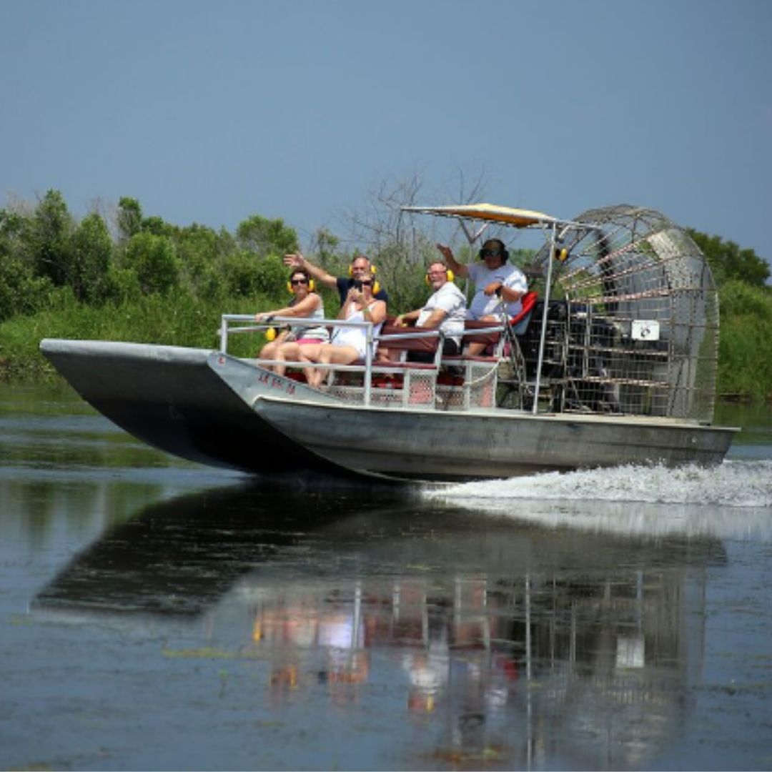 Airboat moving on the water.