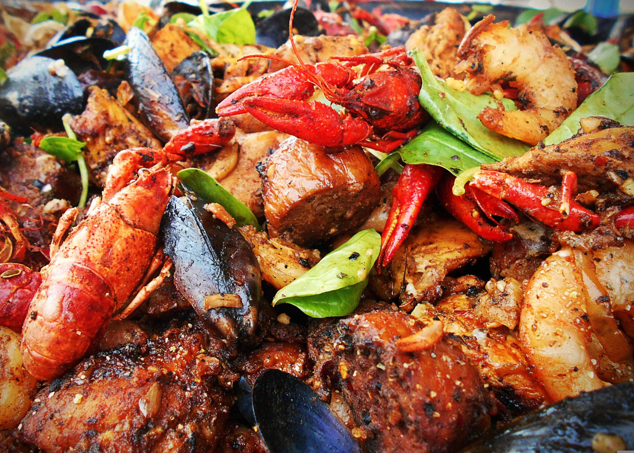 closeup shot of creole food